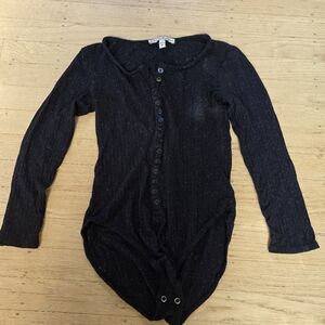 🍄Express Black Ribbed Bodysuit Size XS